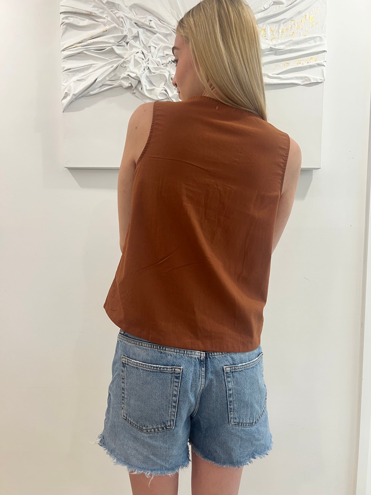 Sleeveless Ribbon Top