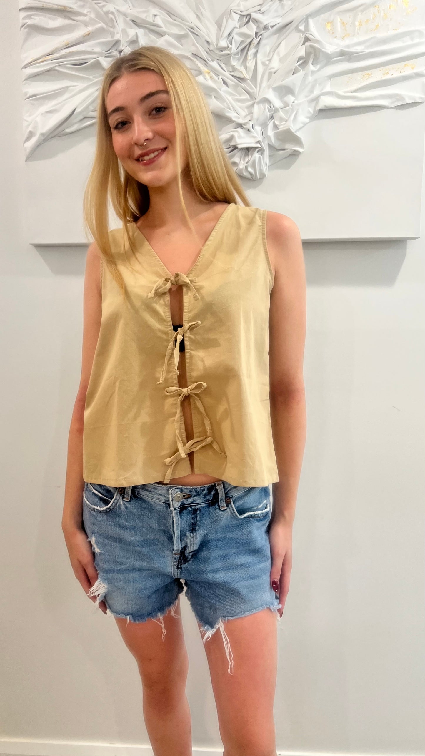 Sleeveless Ribbon Top