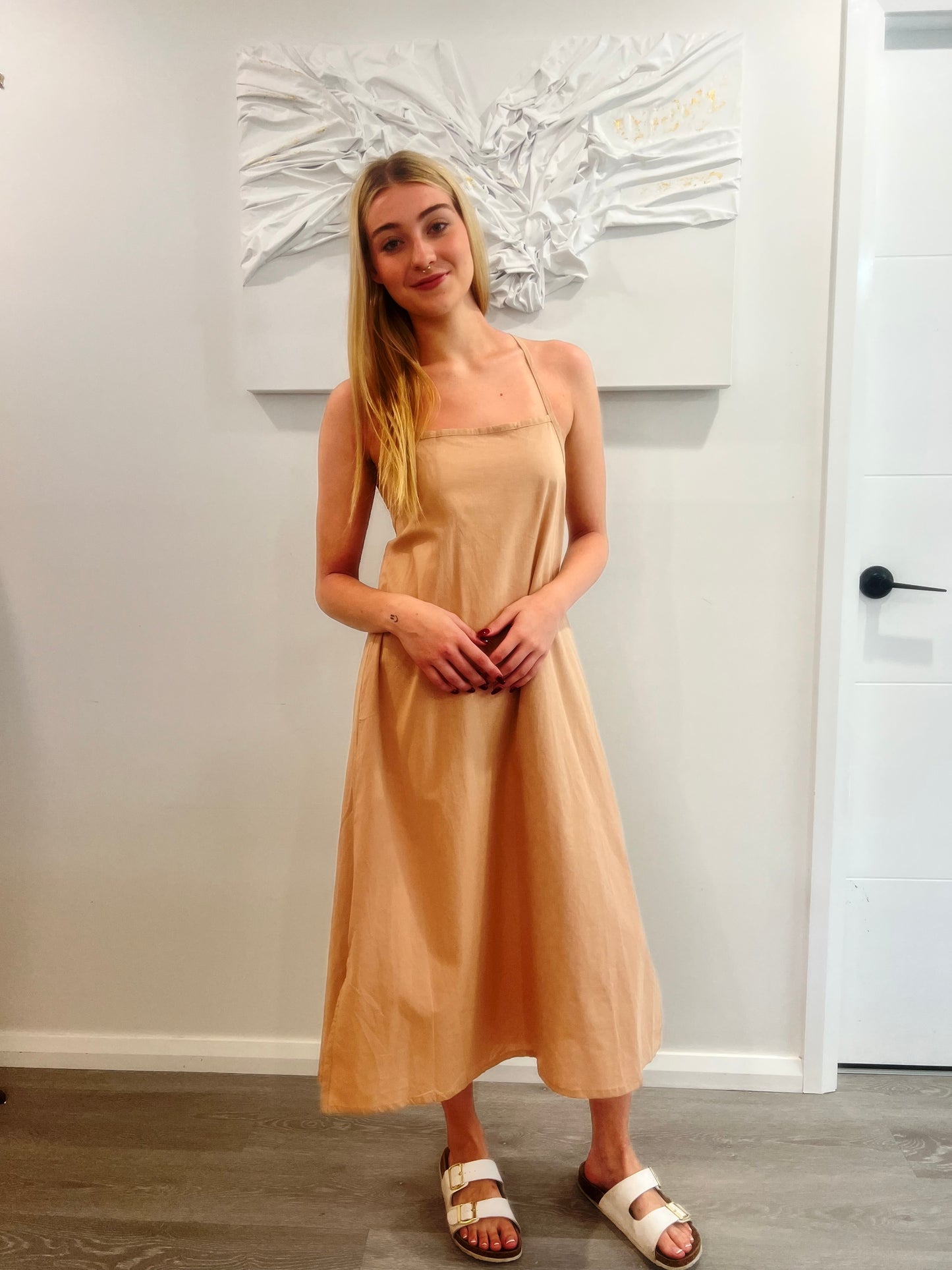 Self-Tie Linen Dress