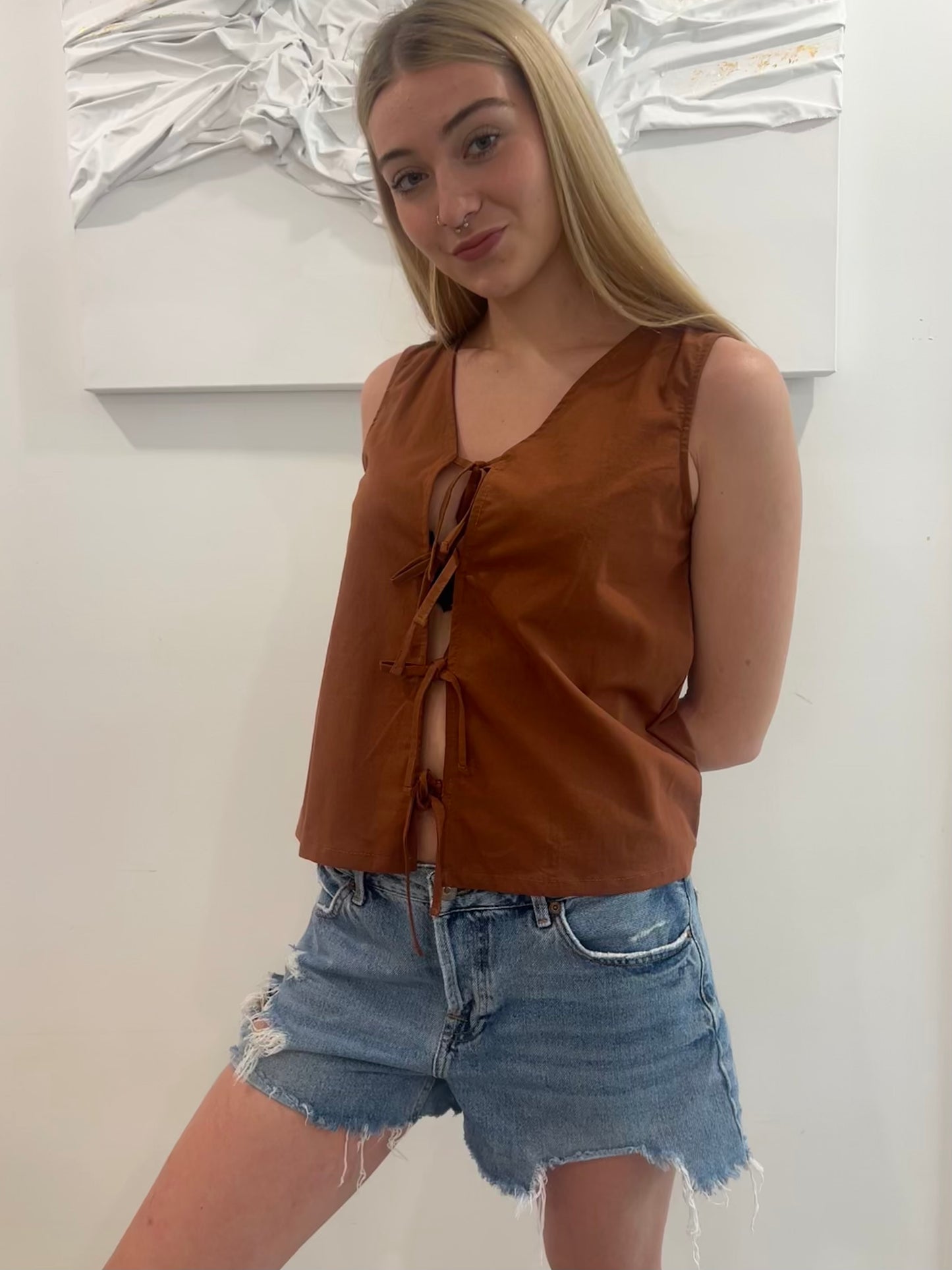 Sleeveless Ribbon Top