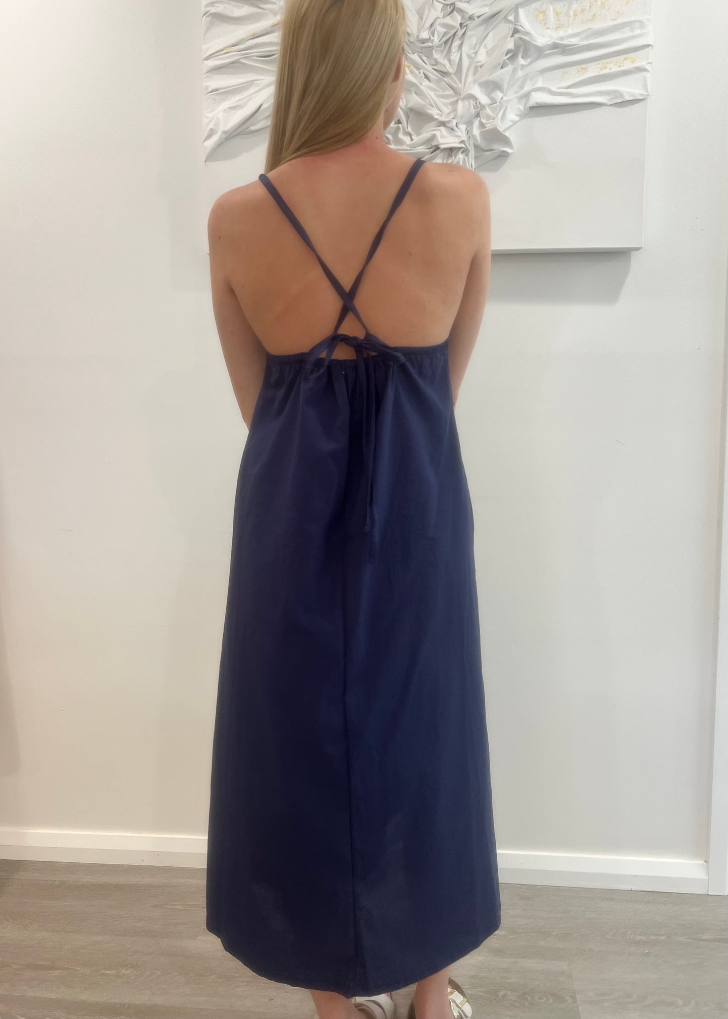 Self-Tie Linen Dress