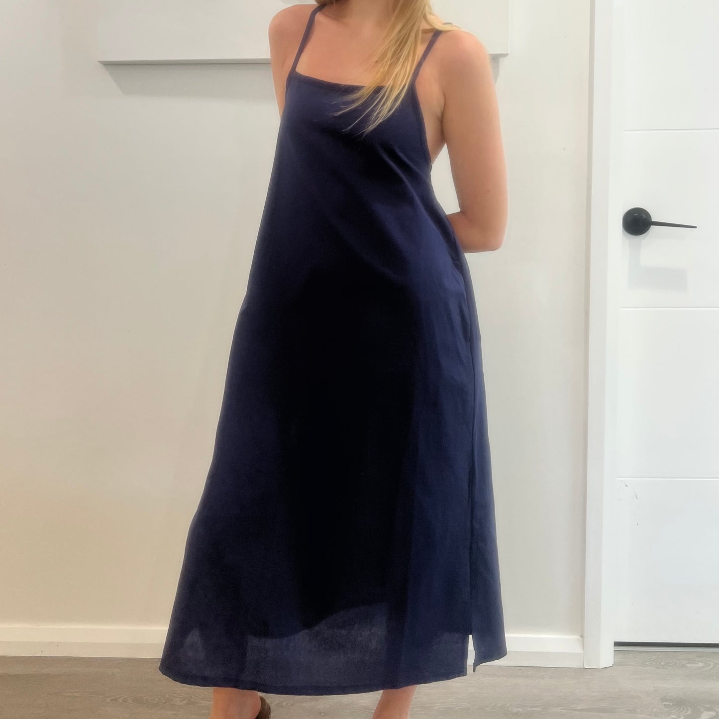 Self-Tie Linen Dress