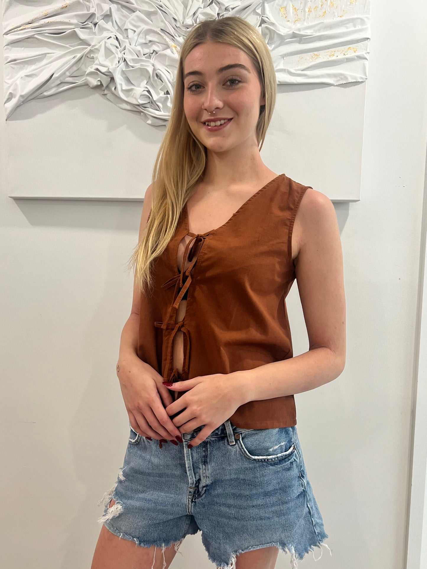 Sleeveless Ribbon Top