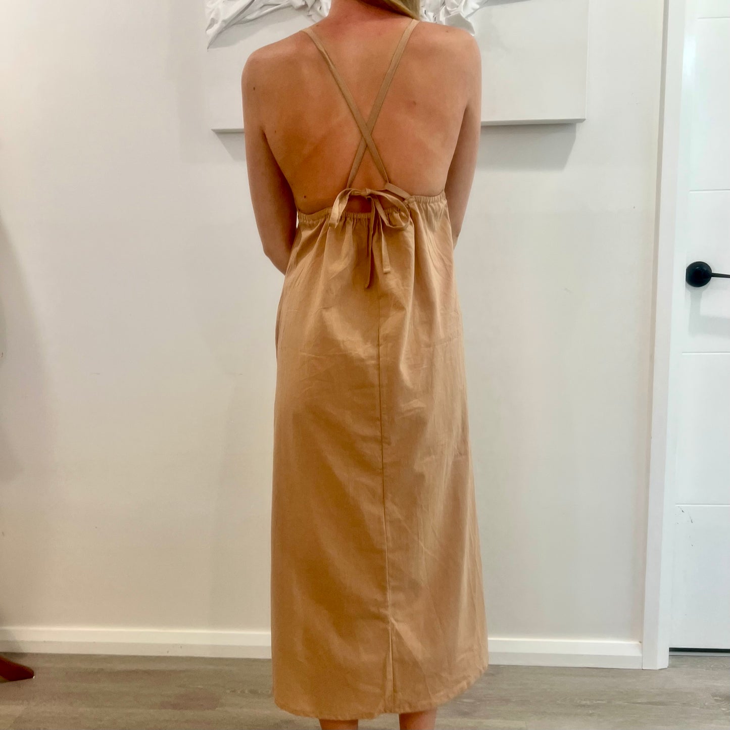 Self-Tie Linen Dress