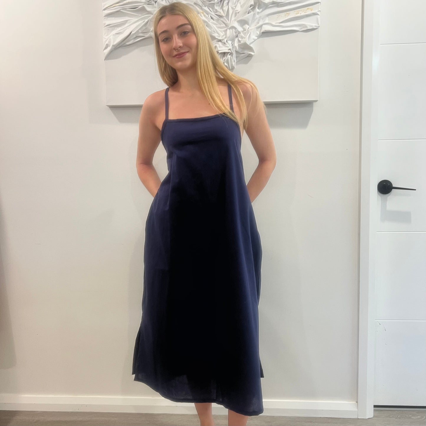 Self-Tie Linen Dress