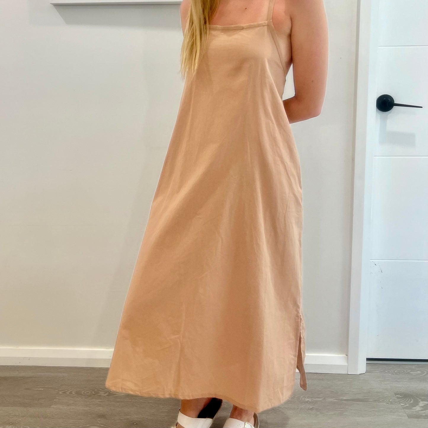 Self-Tie Linen Dress