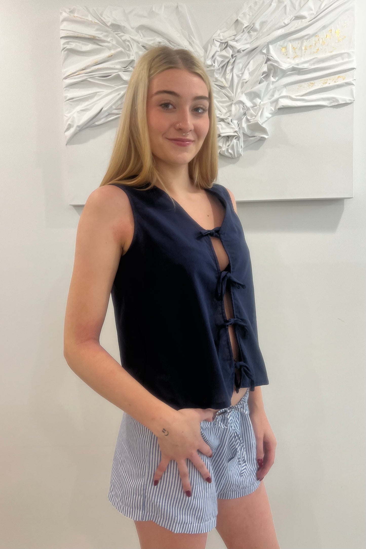 Sleeveless Ribbon Top